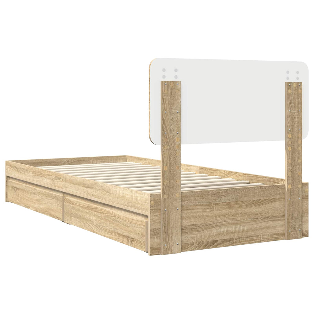 Aufbewahrungsbett Sonoma-Eiche 75 x 190 cm Holzwerkstoff