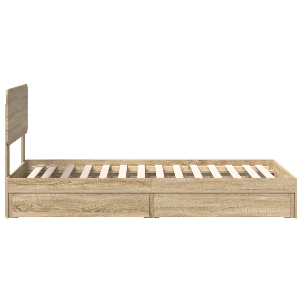Aufbewahrungsbett Sonoma-Eiche 75 x 190 cm Holzwerkstoff