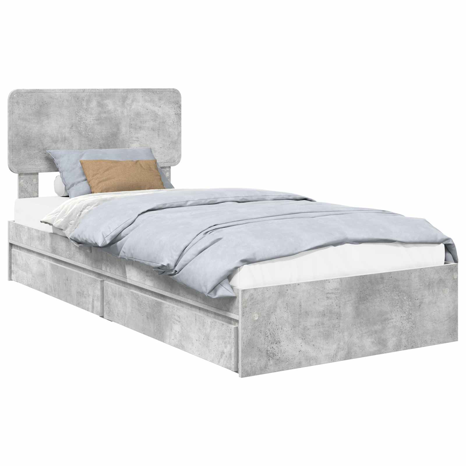 Aufbewahrungsbett Beton Grau 70 x 190 cm Holzwerkstoff
