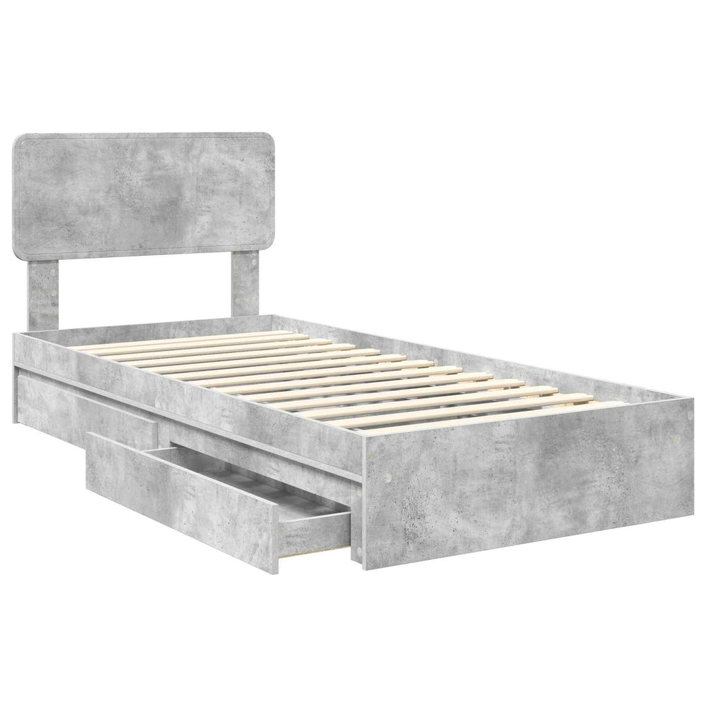 Aufbewahrungsbett Beton Grau 70 x 190 cm Holzwerkstoff