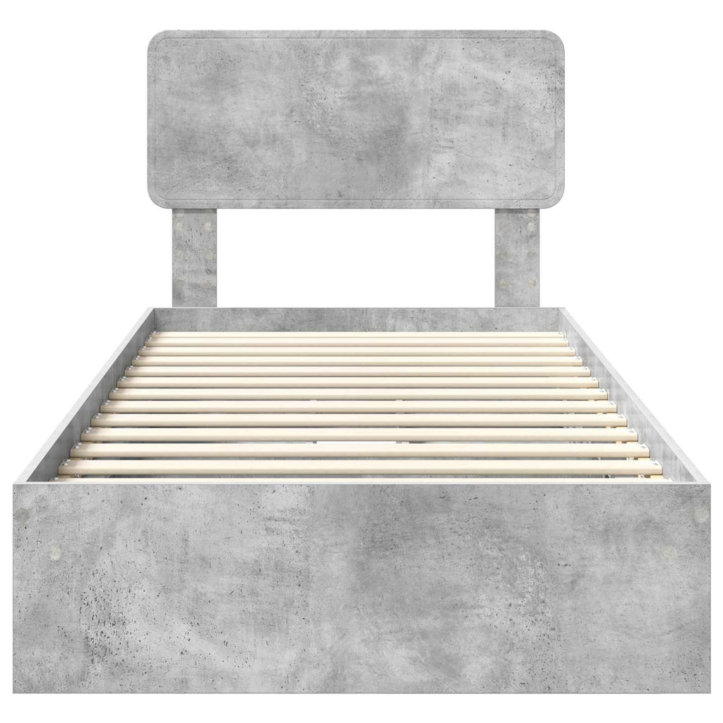 Aufbewahrungsbett Beton Grau 70 x 190 cm Holzwerkstoff