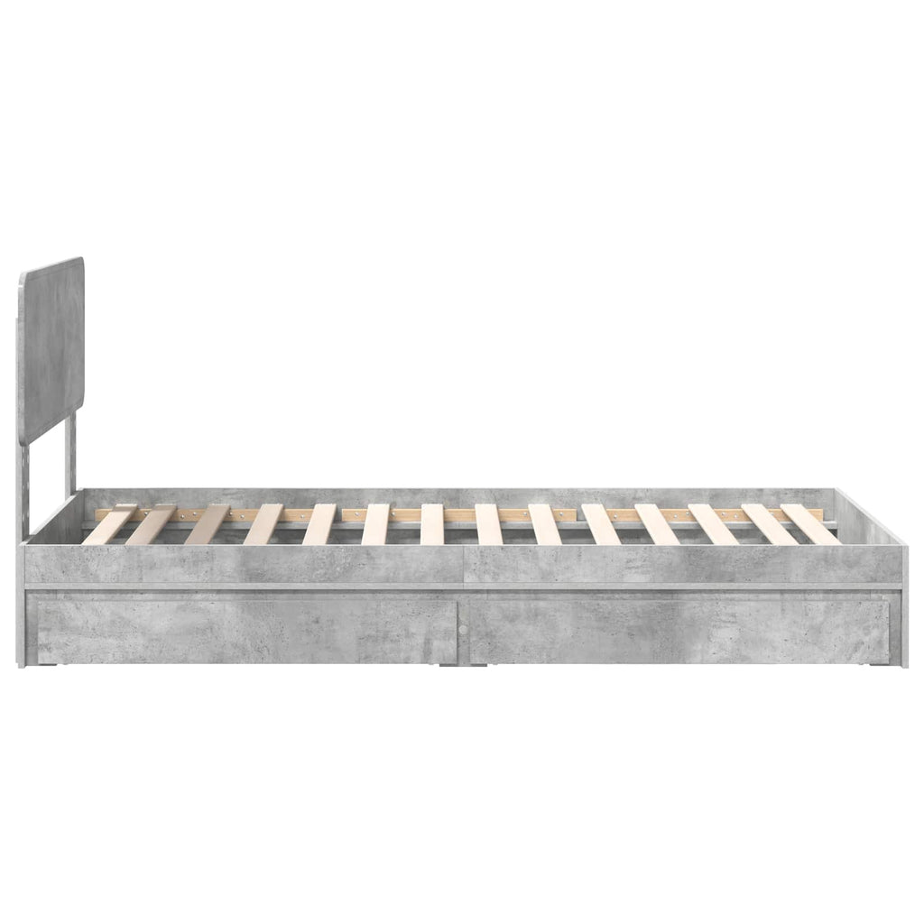 Aufbewahrungsbett Beton Grau 70 x 190 cm Holzwerkstoff