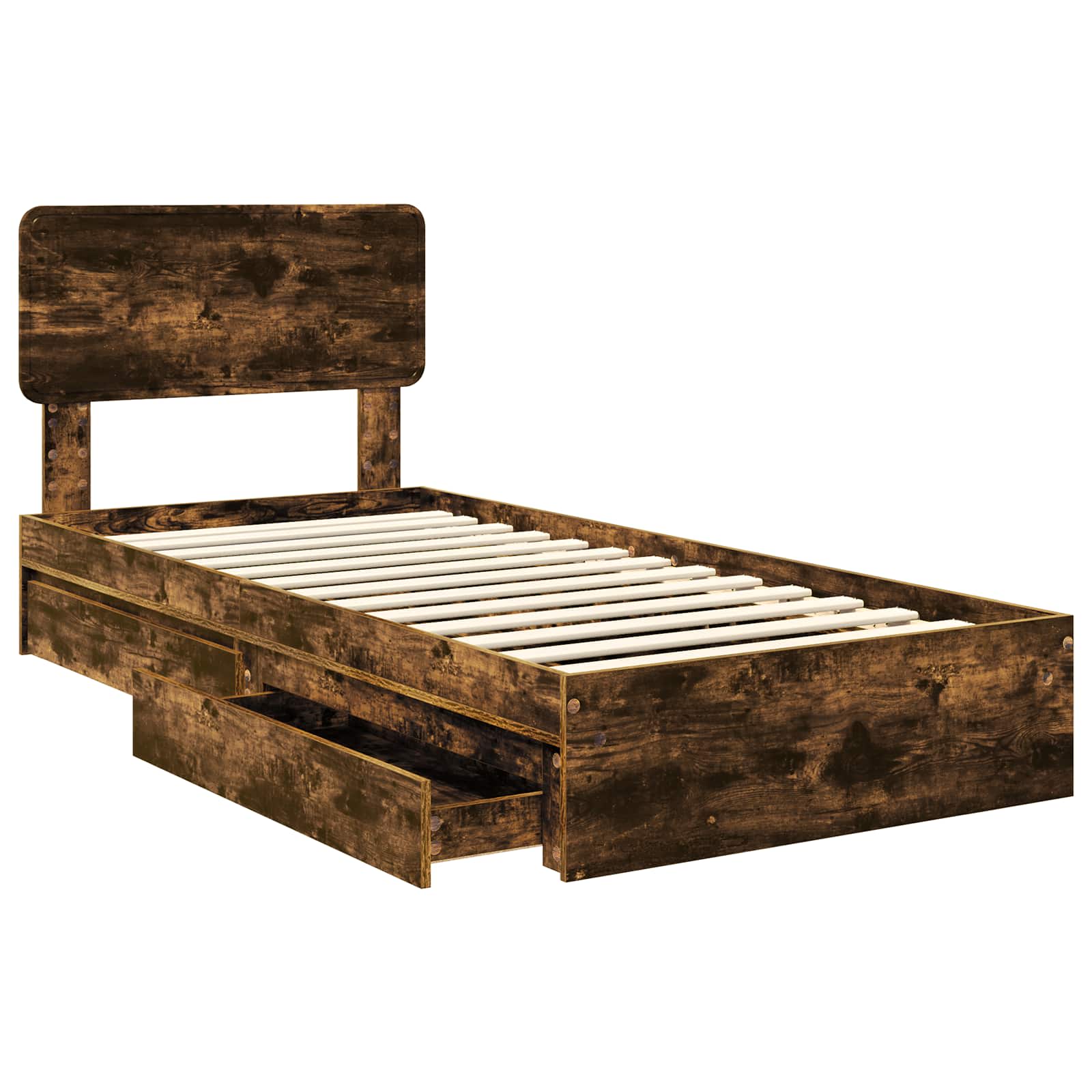 Aufbewahrungsbett Geräucherte Eiche 75 x 190 cm Holzwerkstoff