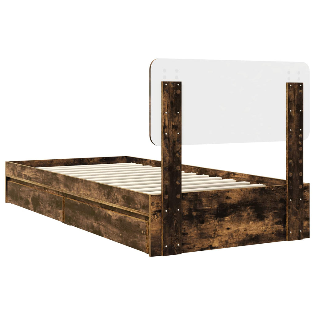 Aufbewahrungsbett Geräucherte Eiche 75 x 190 cm Holzwerkstoff
