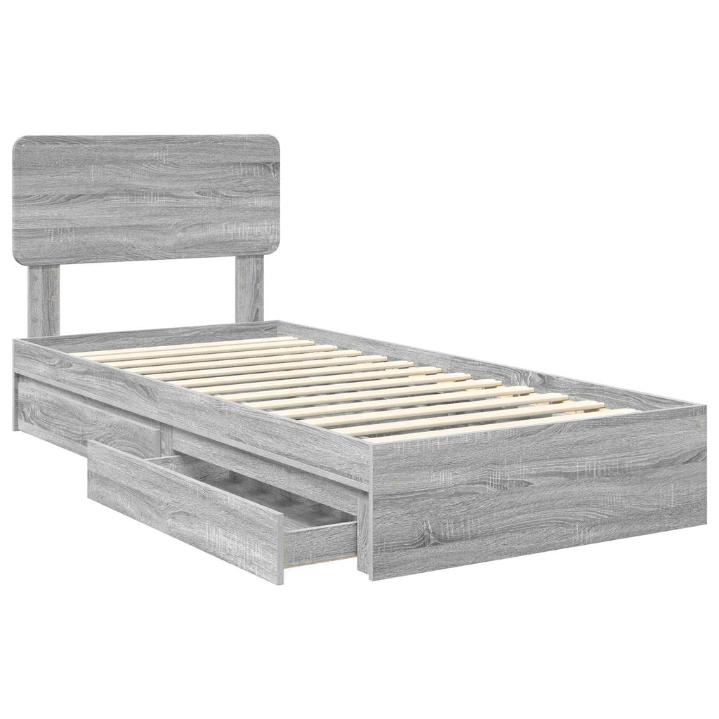 Aufbewahrungsbett Graues Sonoma 75 x 190 cm Holzwerkstoff