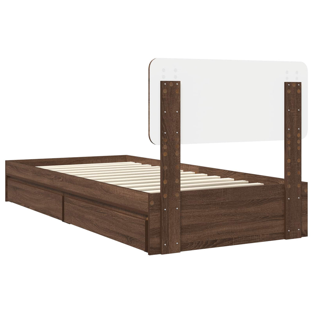 Aufbewahrungsbett Braun Eichen-Optik 75 x 190 cm Holzwerkstoff