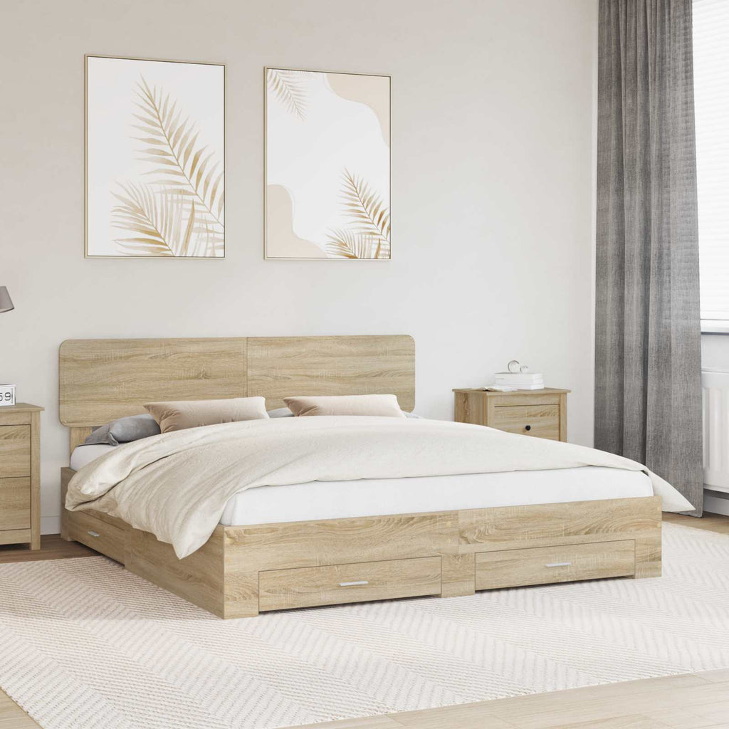 Bettrahmen mit Kopfteil Sonoma-Eiche 200 x 200 cm Holzwerkstoff
