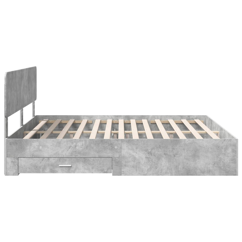 Bettrahmen mit Kopfteil Beton Grau 200 x 200 cm Holzwerkstoff