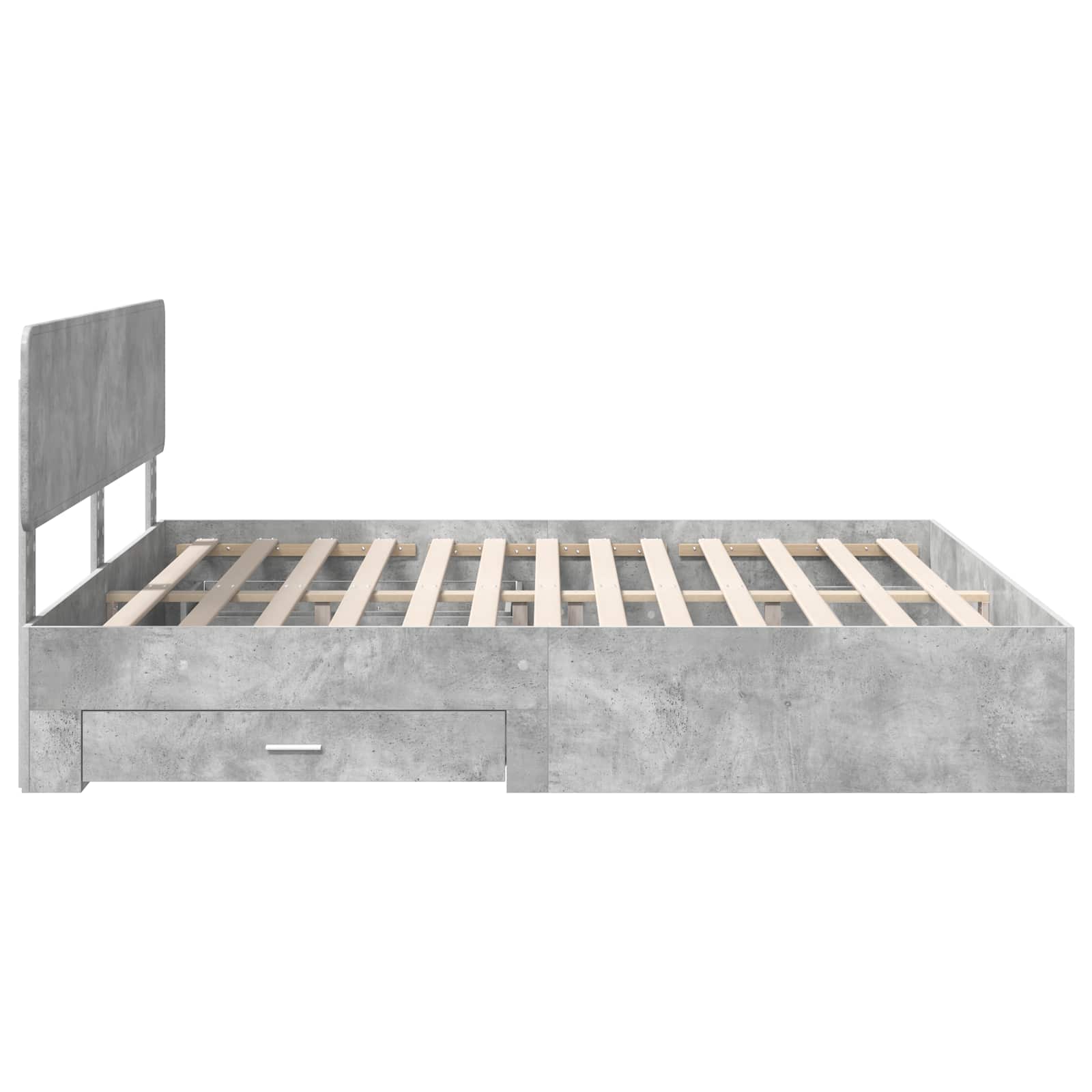 Bettrahmen mit Kopfteil Beton Grau 200 x 200 cm Holzwerkstoff