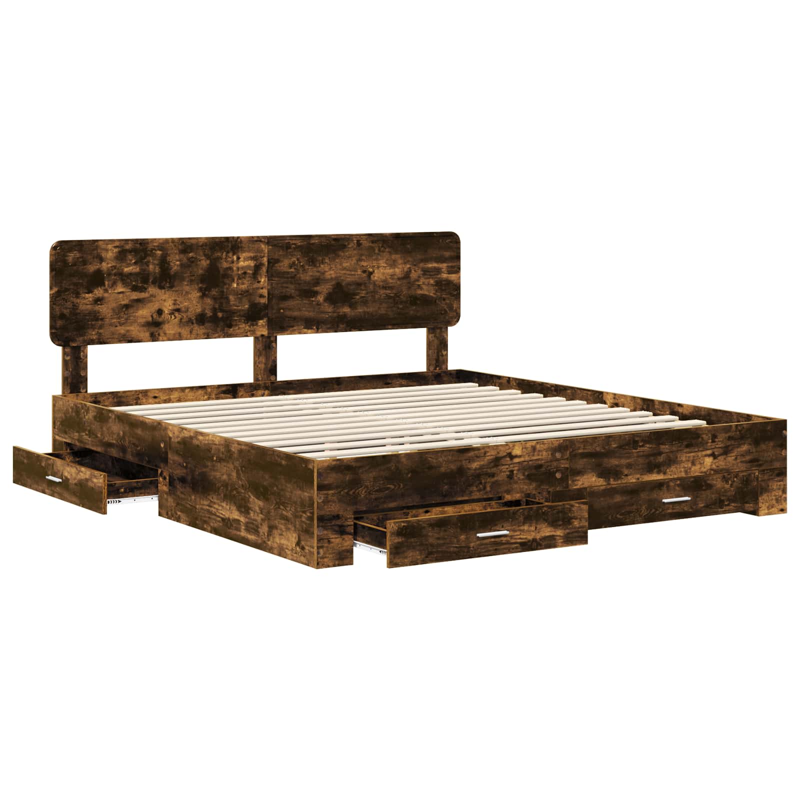 Bettrahmen Geräucherte Eiche 200 x 200 cm Holzwerkstoff