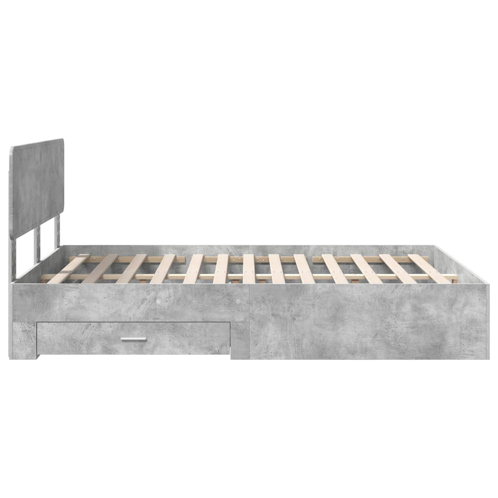 Bettrahmen mit Kopfteil Beton Grau 150 x 200 cm Holzwerkstoff