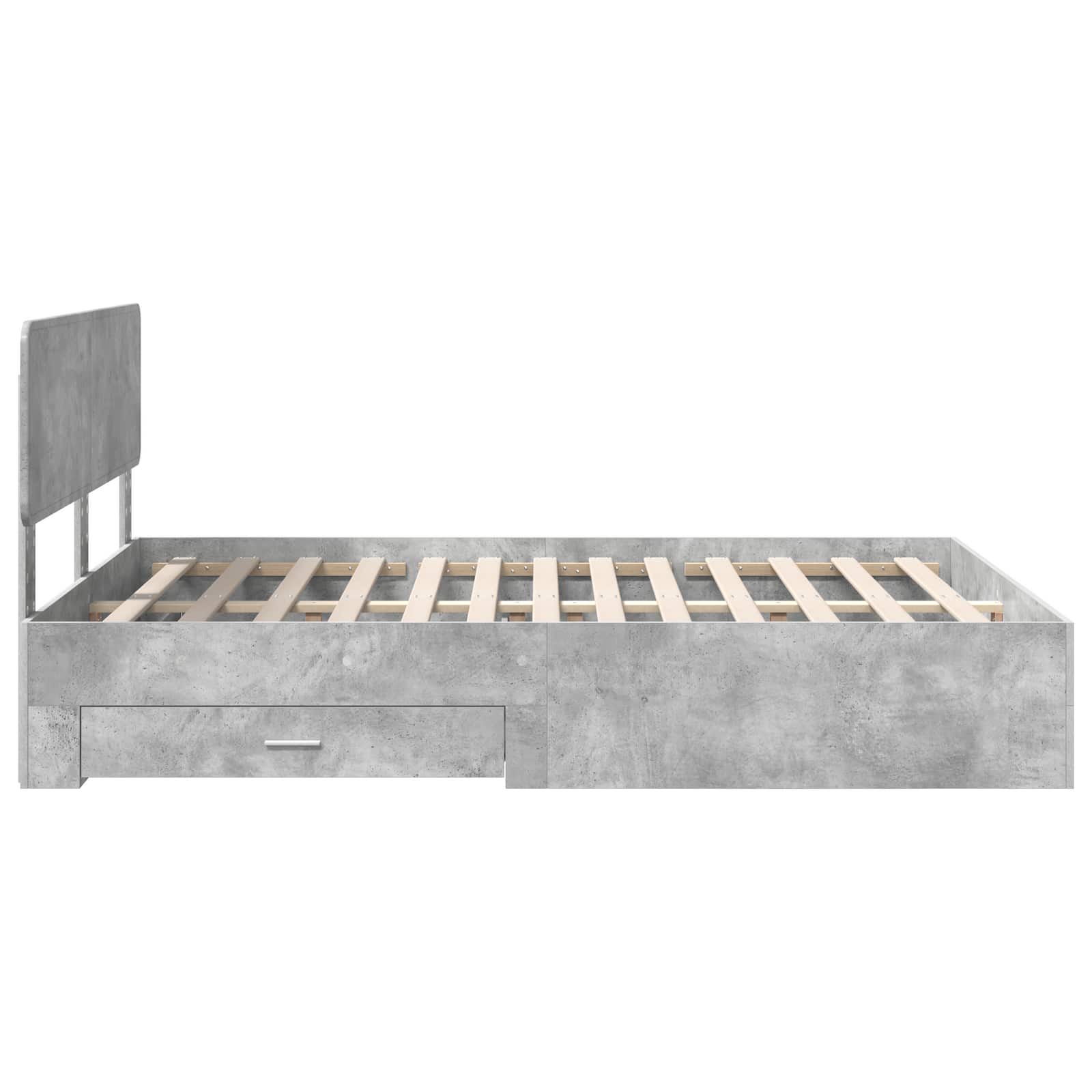 Bettrahmen mit Kopfteil Beton Grau 150 x 200 cm Holzwerkstoff