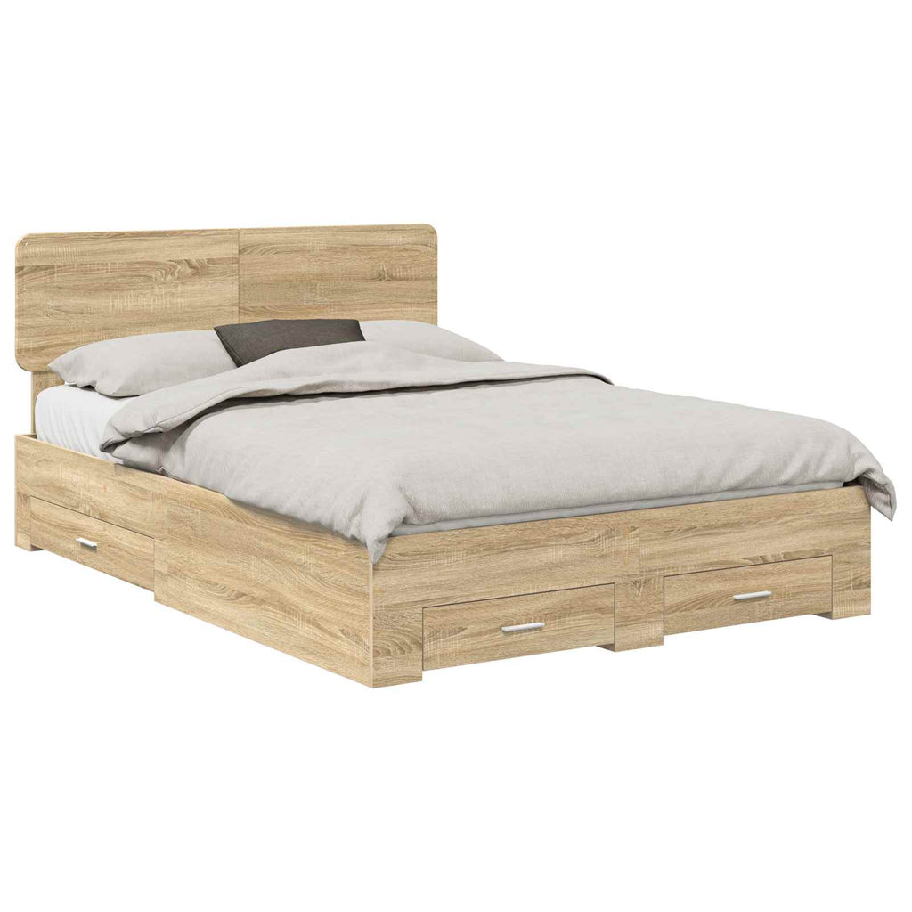 Bettrahmen mit Kopfteil Sonoma-Eiche 140 x 190 cm Holzwerkstoff