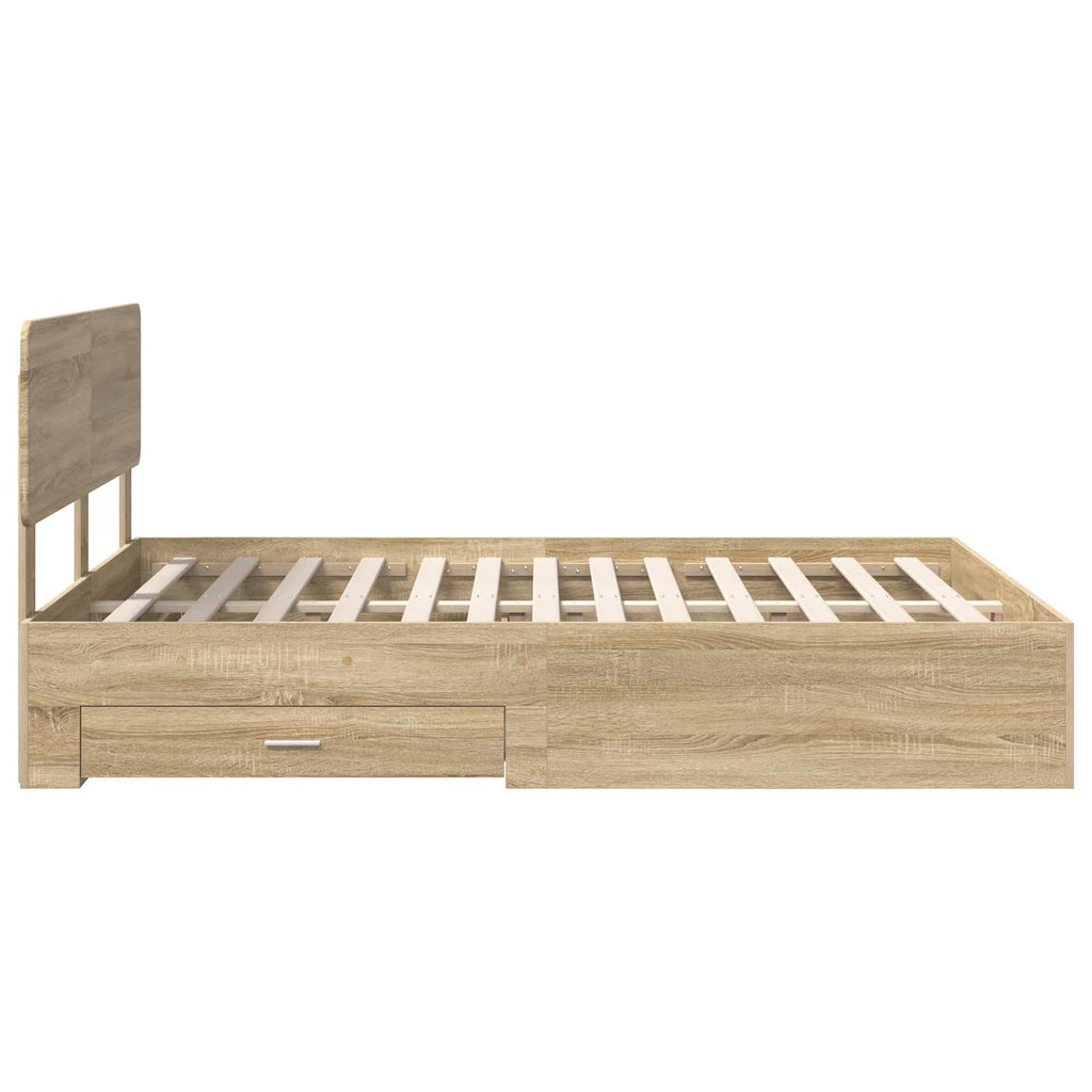Bettrahmen mit Kopfteil Sonoma-Eiche 140 x 190 cm Holzwerkstoff