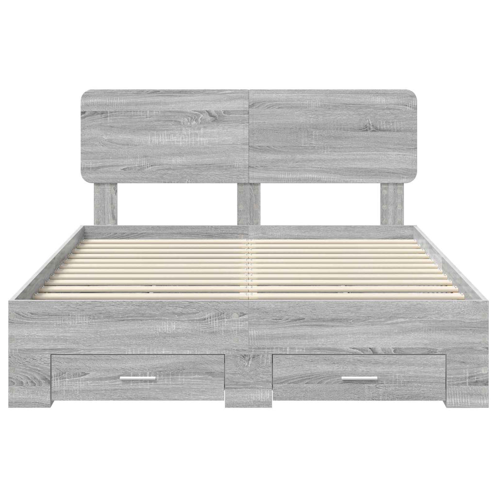 Bettrahmen Graues Sonoma 140 x 190 cm Holzwerkstoff