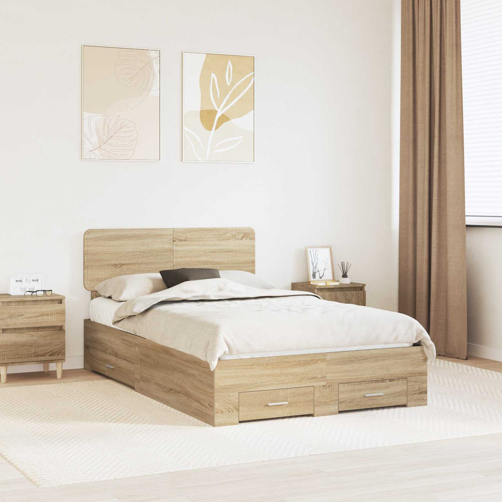 Bettrahmen mit Kopfteil Sonoma-Eiche 135 x 190 cm Holzwerkstoff