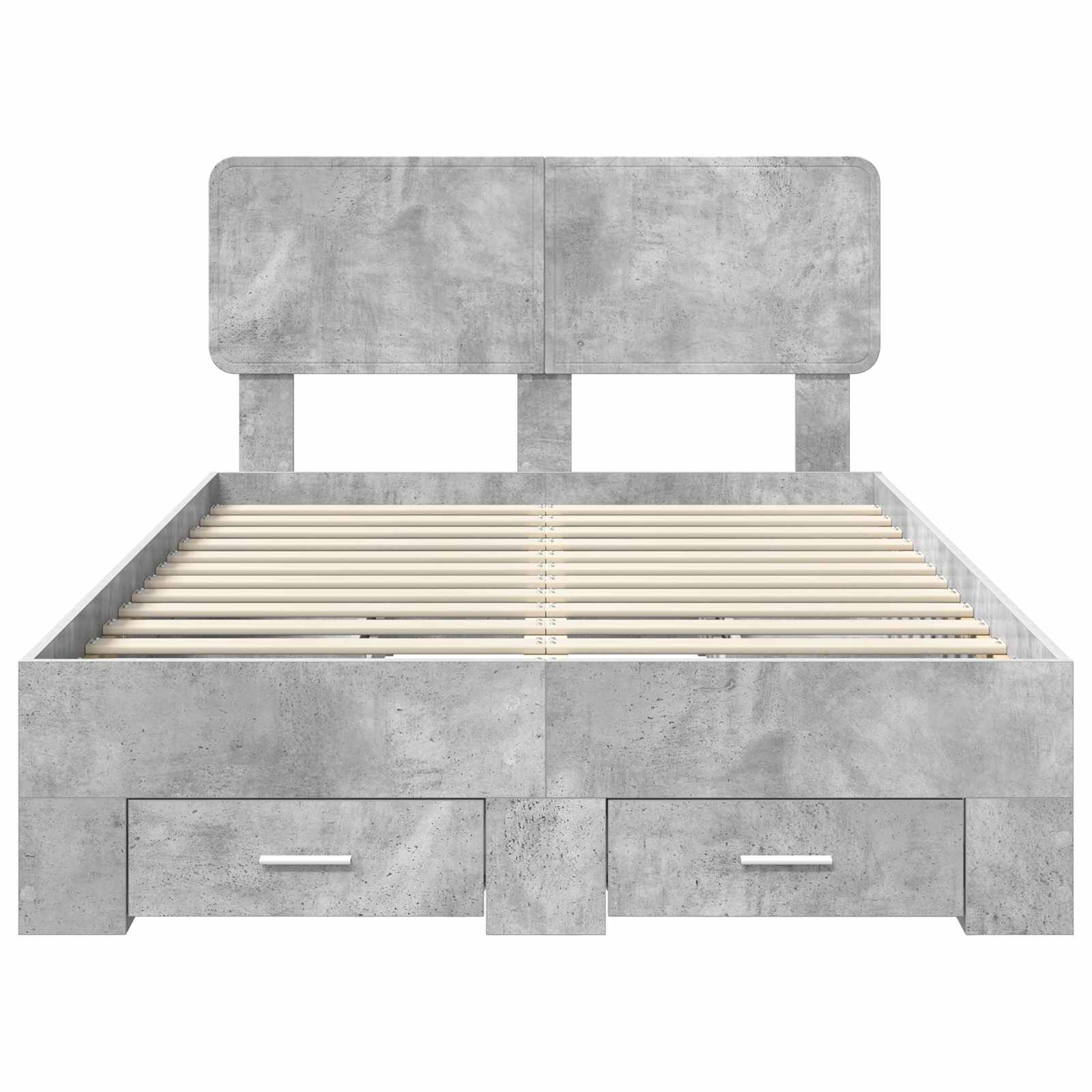 Bettrahmen mit Kopfteil Beton Grau 135 x 190 cm Holzwerkstoff