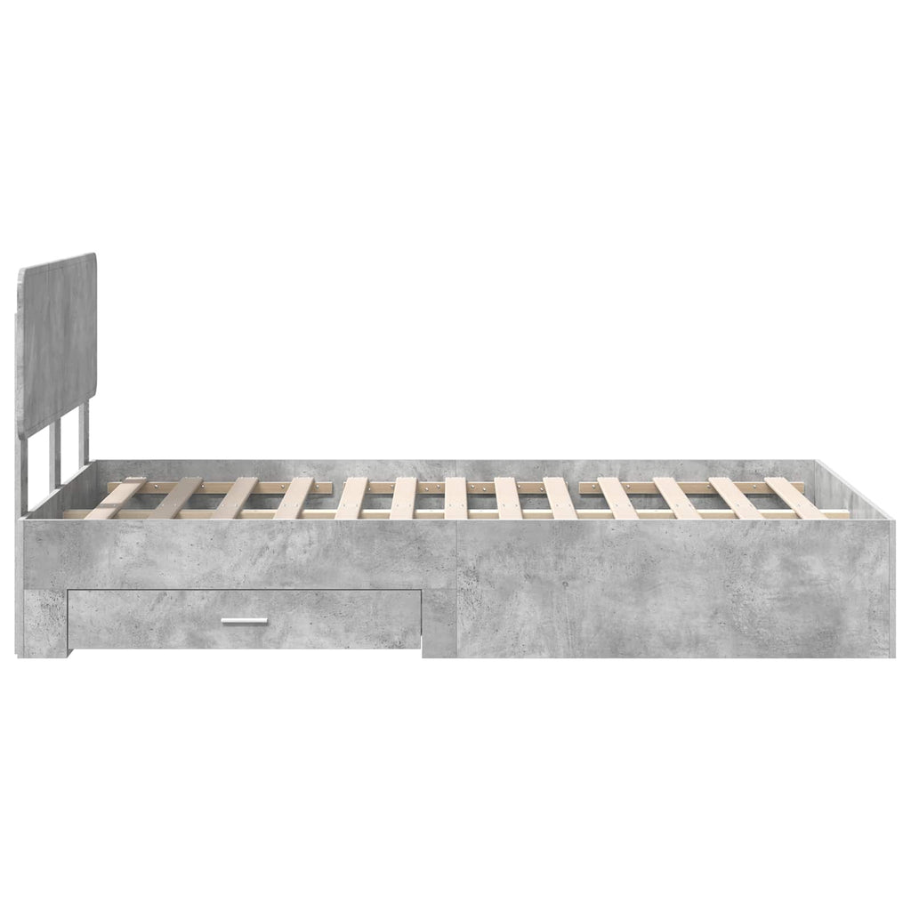Bettrahmen mit Kopfteil Beton Grau 135 x 190 cm Holzwerkstoff
