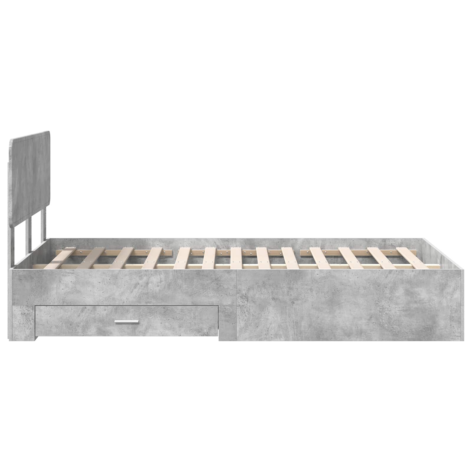 Bettrahmen mit Kopfteil Beton Grau 135 x 190 cm Holzwerkstoff