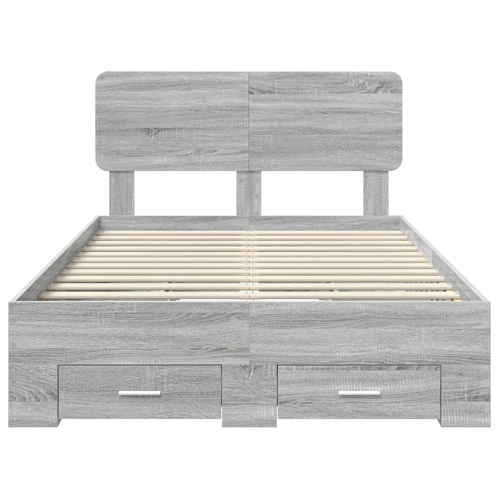 Bettrahmen Graues Sonoma 135 x 190 cm Holzwerkstoff