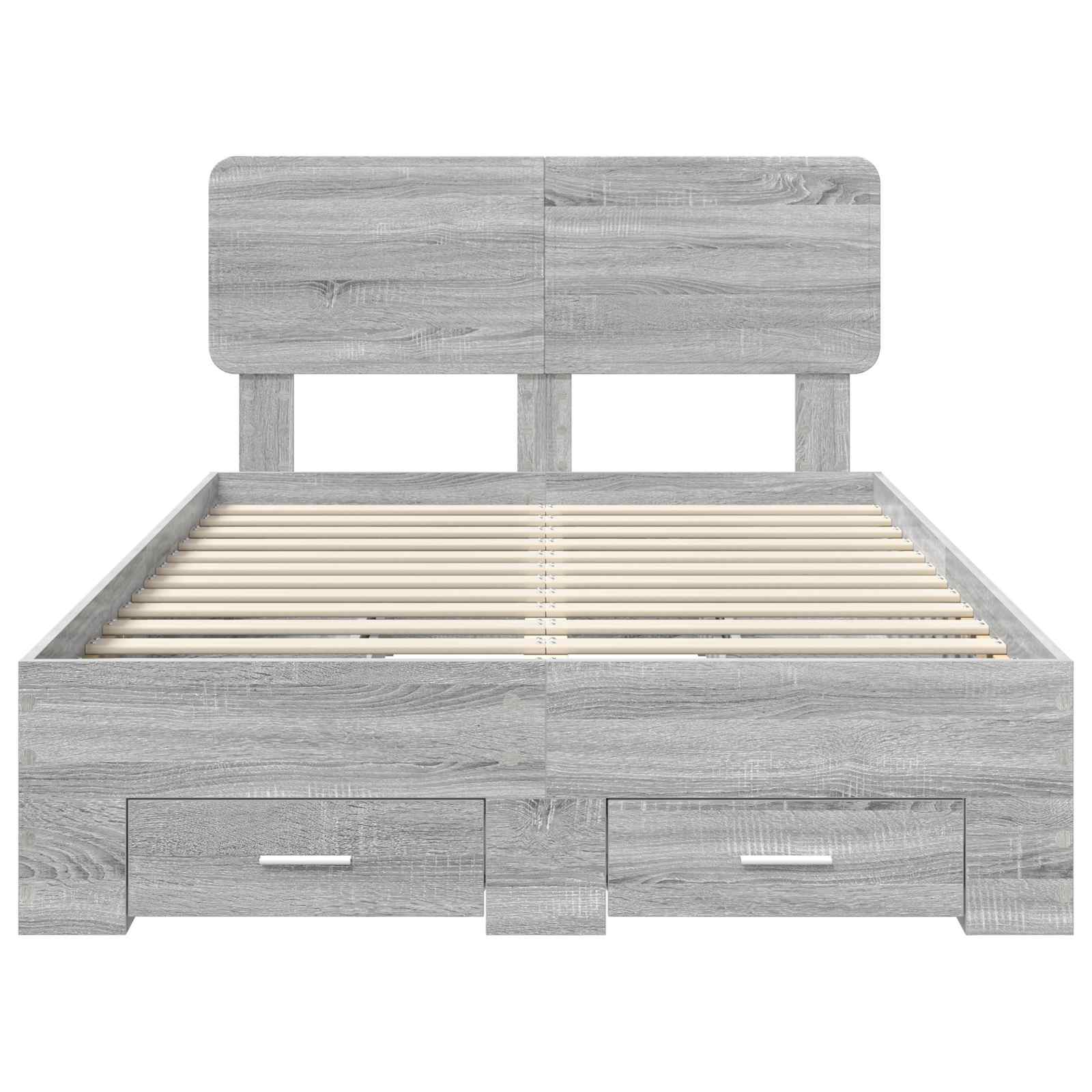 Bettrahmen Graues Sonoma 135 x 190 cm Holzwerkstoff