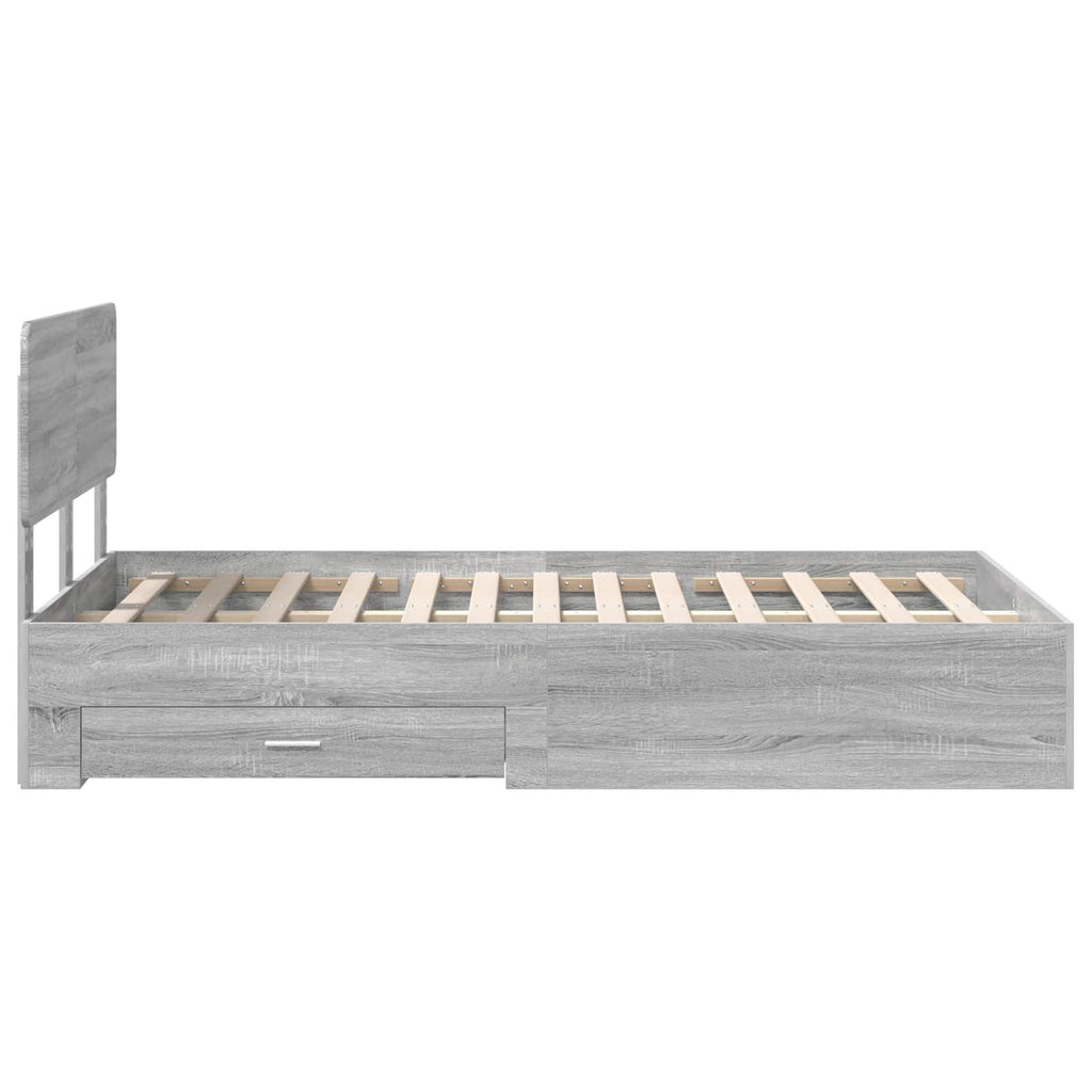 Bettrahmen Graues Sonoma 135 x 190 cm Holzwerkstoff