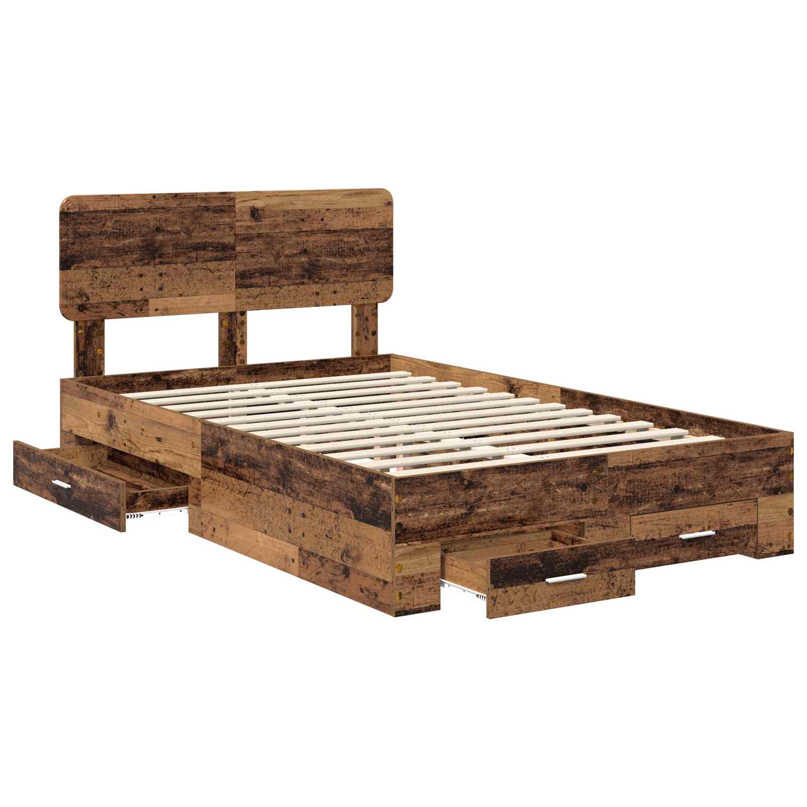 Bettrahmen mit Kopfteil Altholz 135 x 190 cm Holzwerkstoff