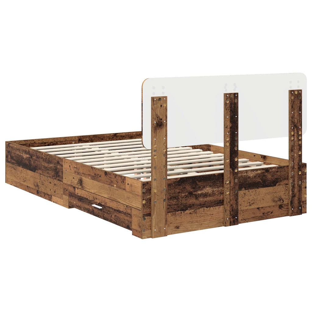 Bettrahmen mit Kopfteil Altholz 135 x 190 cm Holzwerkstoff