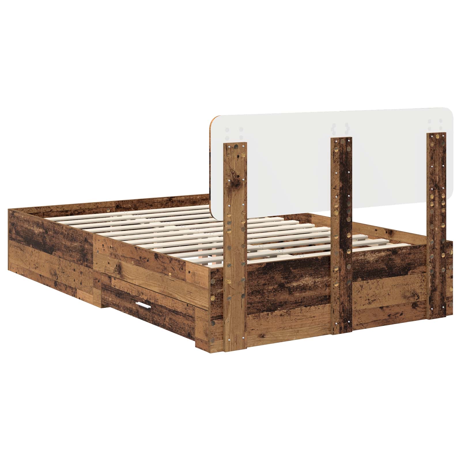 Bettrahmen mit Kopfteil Altholz 135 x 190 cm Holzwerkstoff