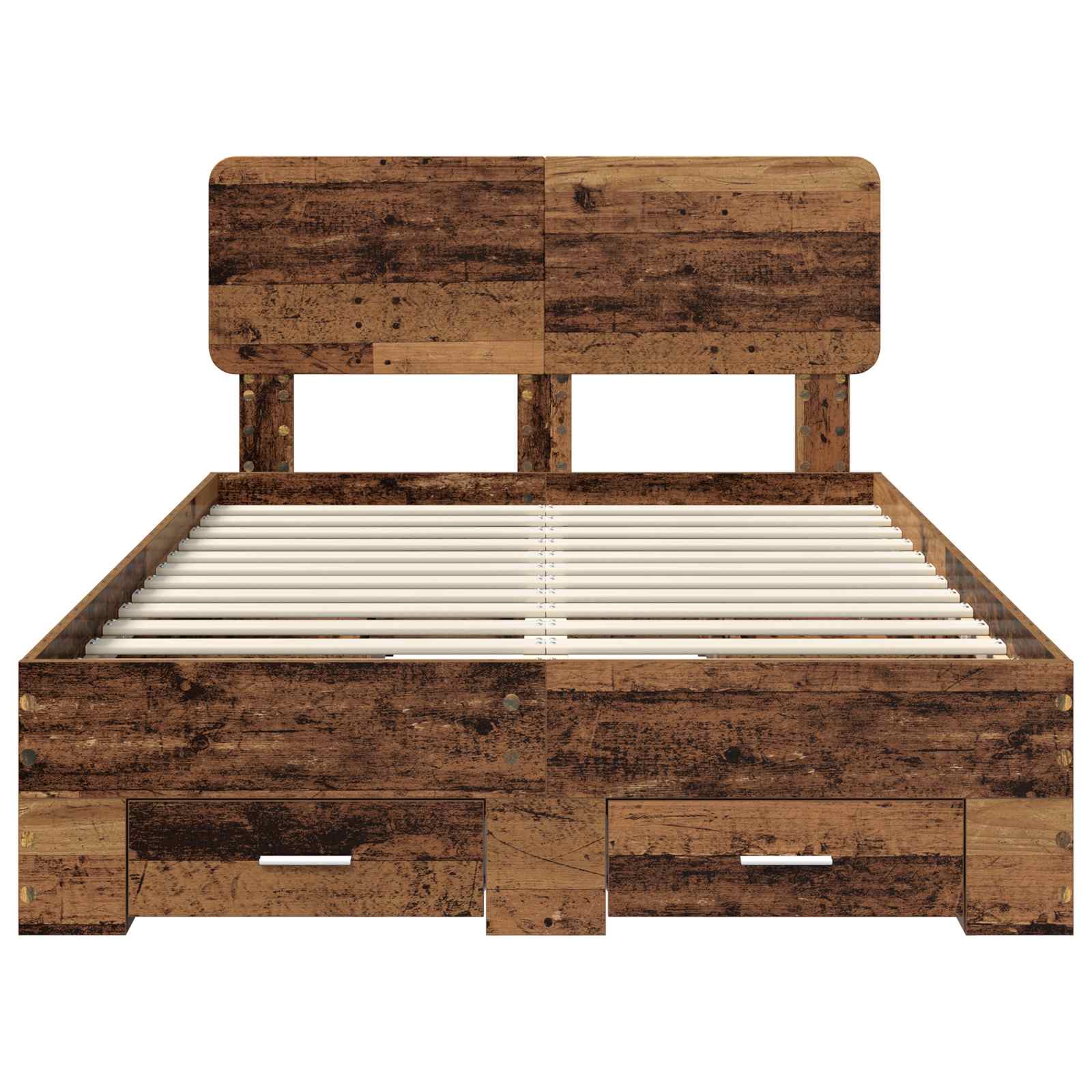Bettrahmen mit Kopfteil Altholz 135 x 190 cm Holzwerkstoff