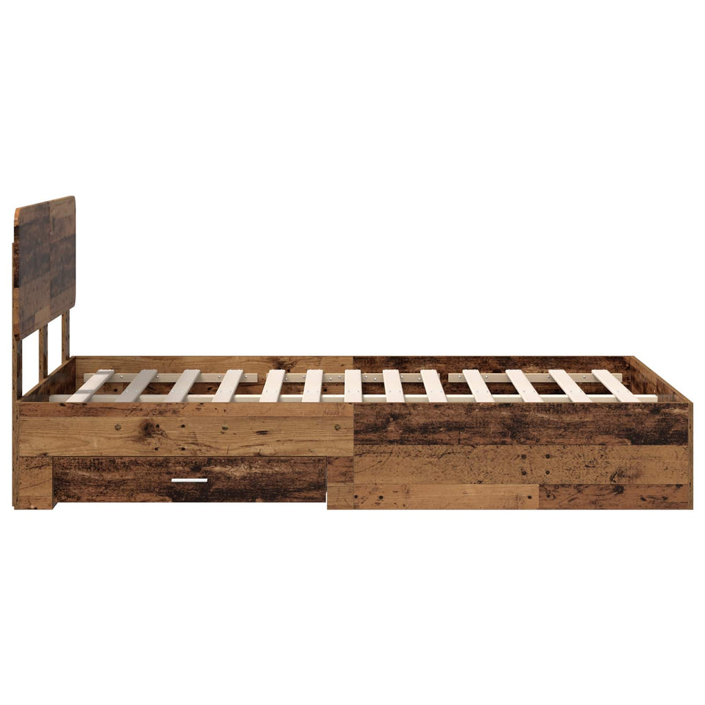 Bettrahmen mit Kopfteil Altholz 135 x 190 cm Holzwerkstoff