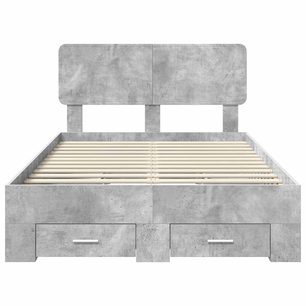 Bettrahmen mit Kopfteil Beton Grau 120 x 200 cm Holzwerkstoff