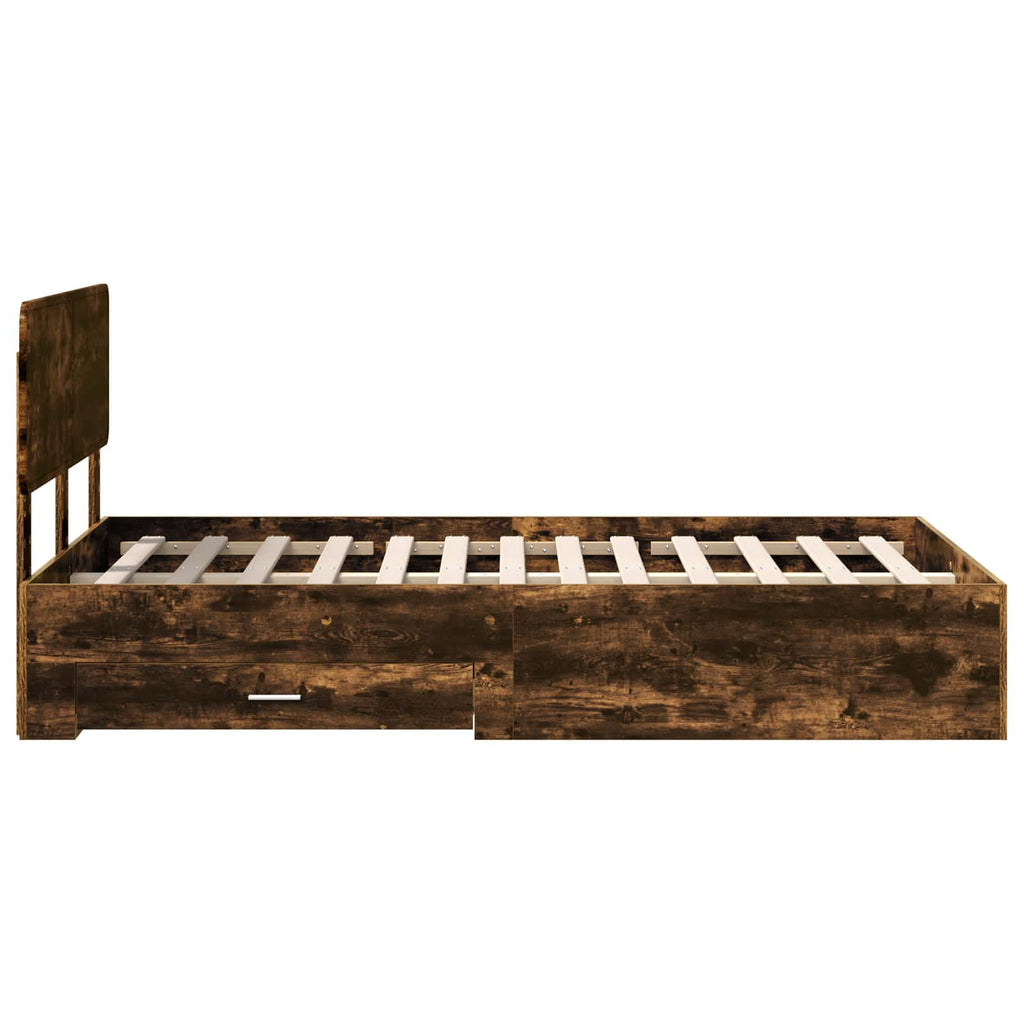 Bettrahmen Geräucherte Eiche 120 x 200 cm Holzwerkstoff