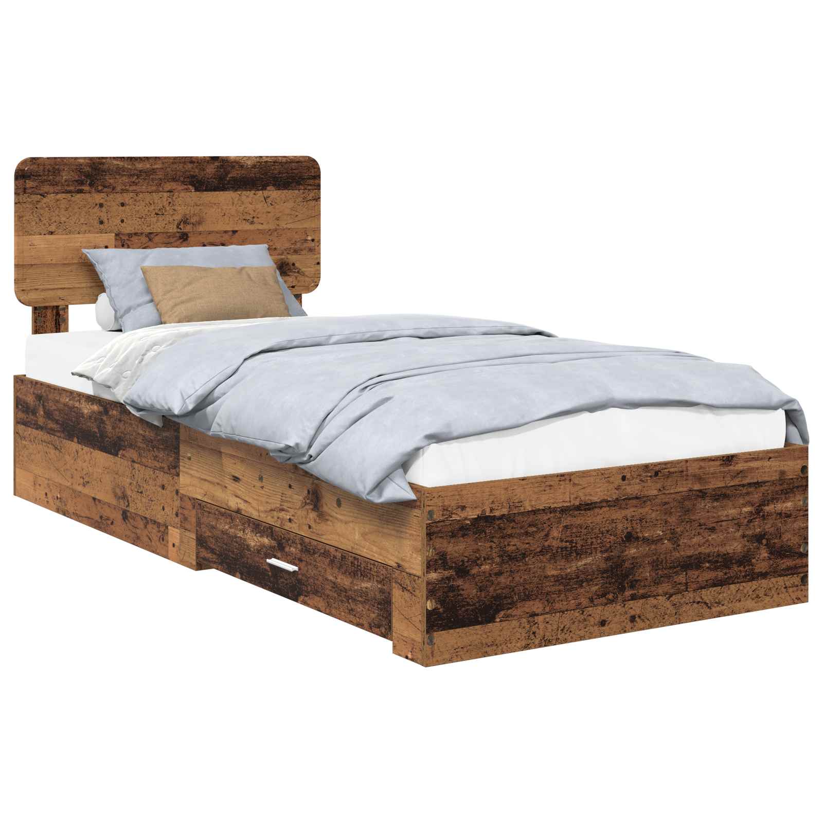 Bettrahmen mit Kopfteil Altholz 100 x 200 cm Holzwerkstoff