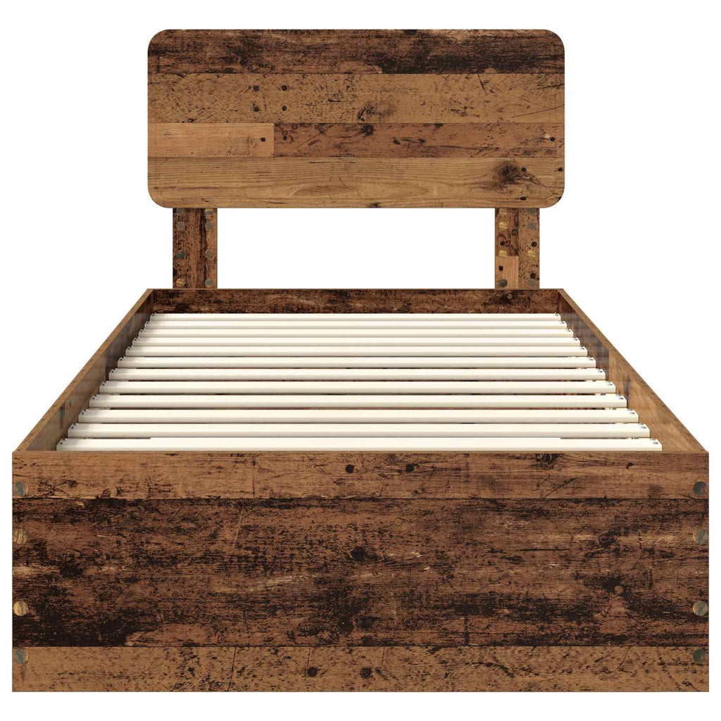 Bettrahmen mit Kopfteil Altholz 100 x 200 cm Holzwerkstoff
