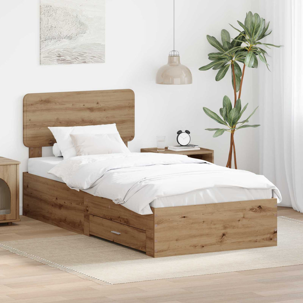 Bettrahmen Artisan-Eiche 100 x 200 cm Holzwerkstoff