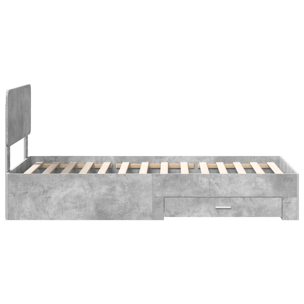 Bettrahmen mit Kopfteil Beton Grau 90 x 200 cm Holzwerkstoff