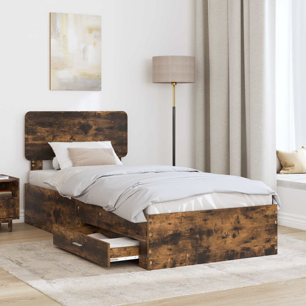 Bettrahmen Geräucherte Eiche 90 x 200 cm Holzwerkstoff