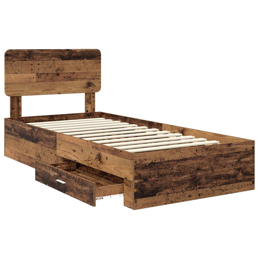 Bettrahmen mit Kopfteil Altholz 90 x 200 cm Holzwerkstoff
