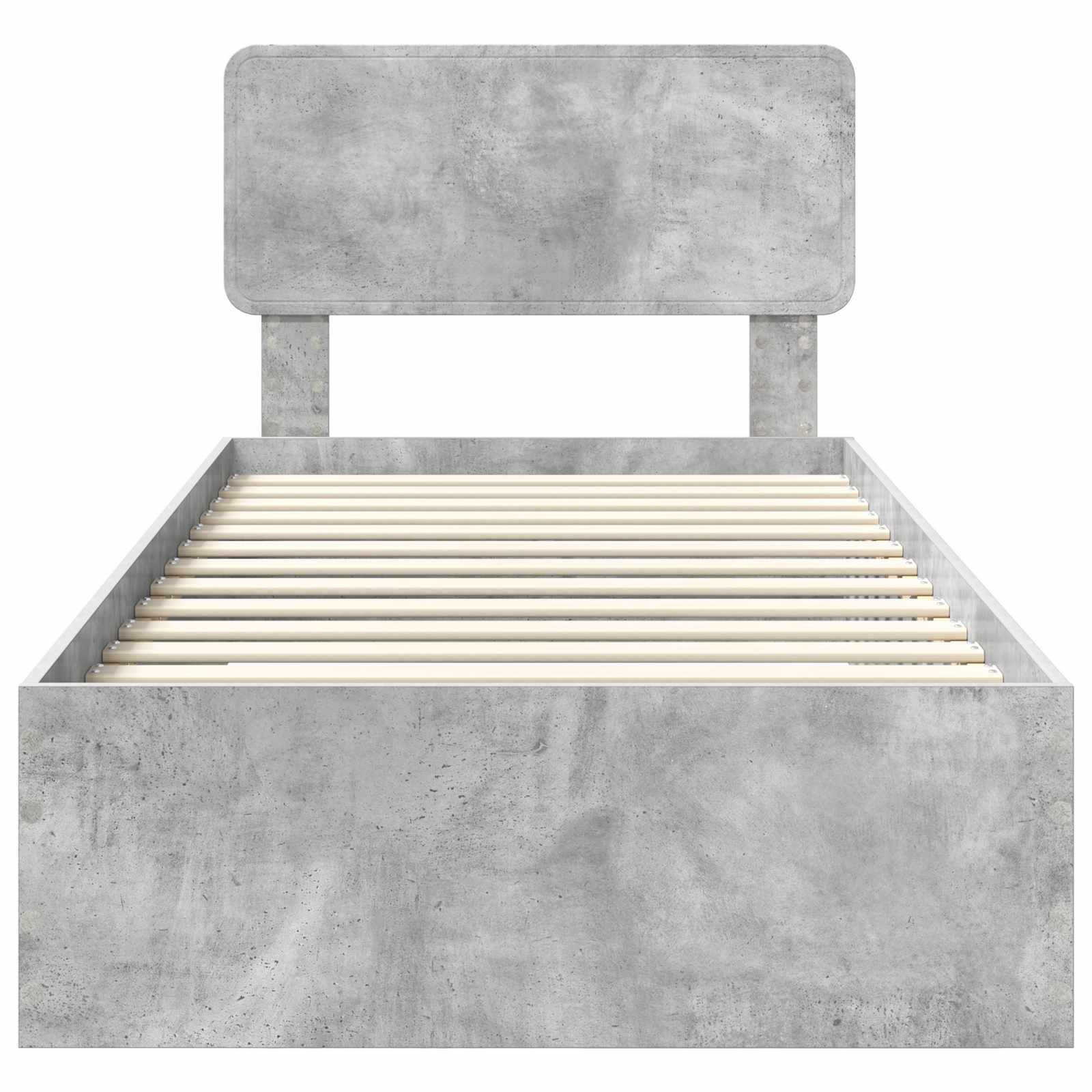 Bettrahmen mit Kopfteil Beton Grau 90 x 190 cm Holzwerkstoff