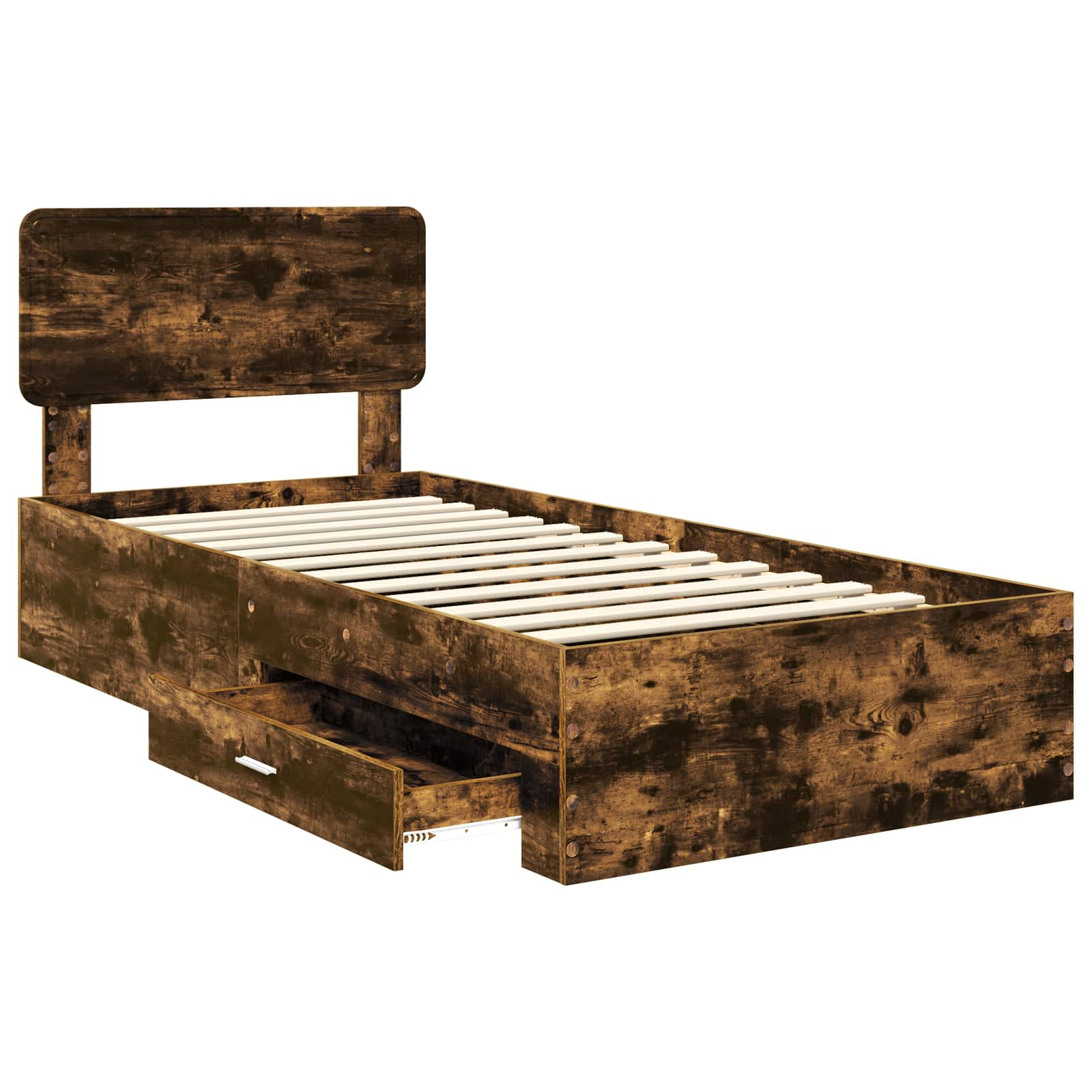 Bettrahmen Geräucherte Eiche 90 x 190 cm Holzwerkstoff