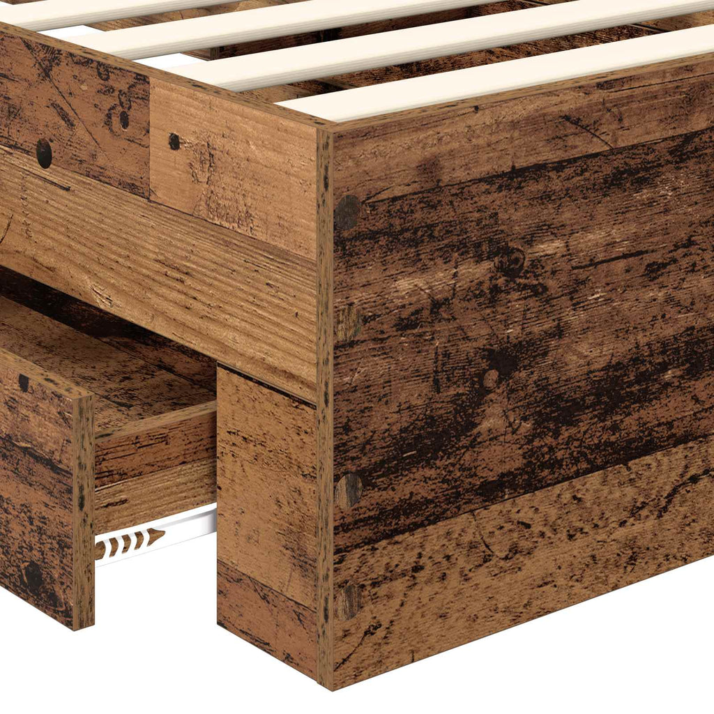 Bettrahmen mit Kopfteil Altholz 90 x 190 cm Holzwerkstoff
