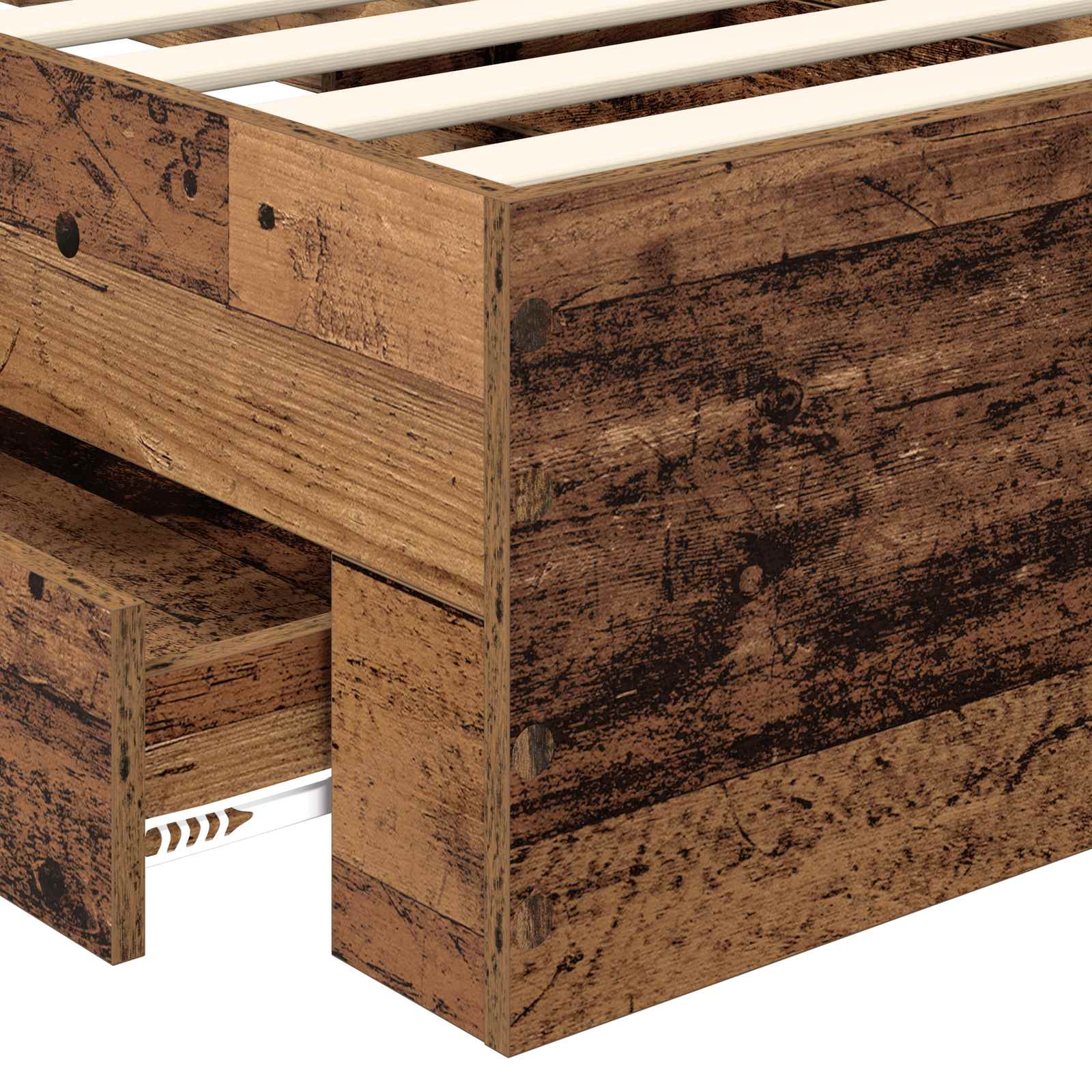 Bettrahmen mit Kopfteil Altholz 90 x 190 cm Holzwerkstoff