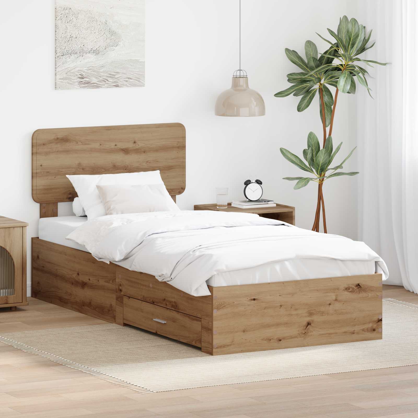 Bettrahmen mit Kopfteil Artisan-Eiche 90 x 190 cm Holzwerkstoff