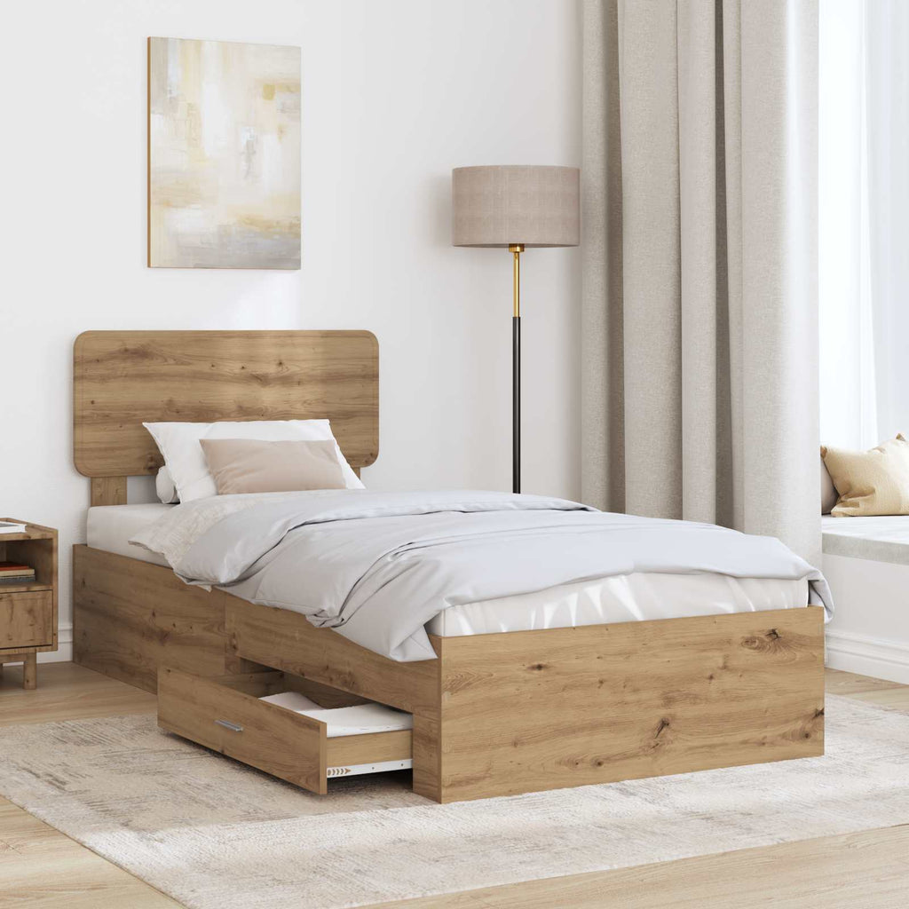 Bettrahmen mit Kopfteil Artisan-Eiche 90 x 190 cm Holzwerkstoff