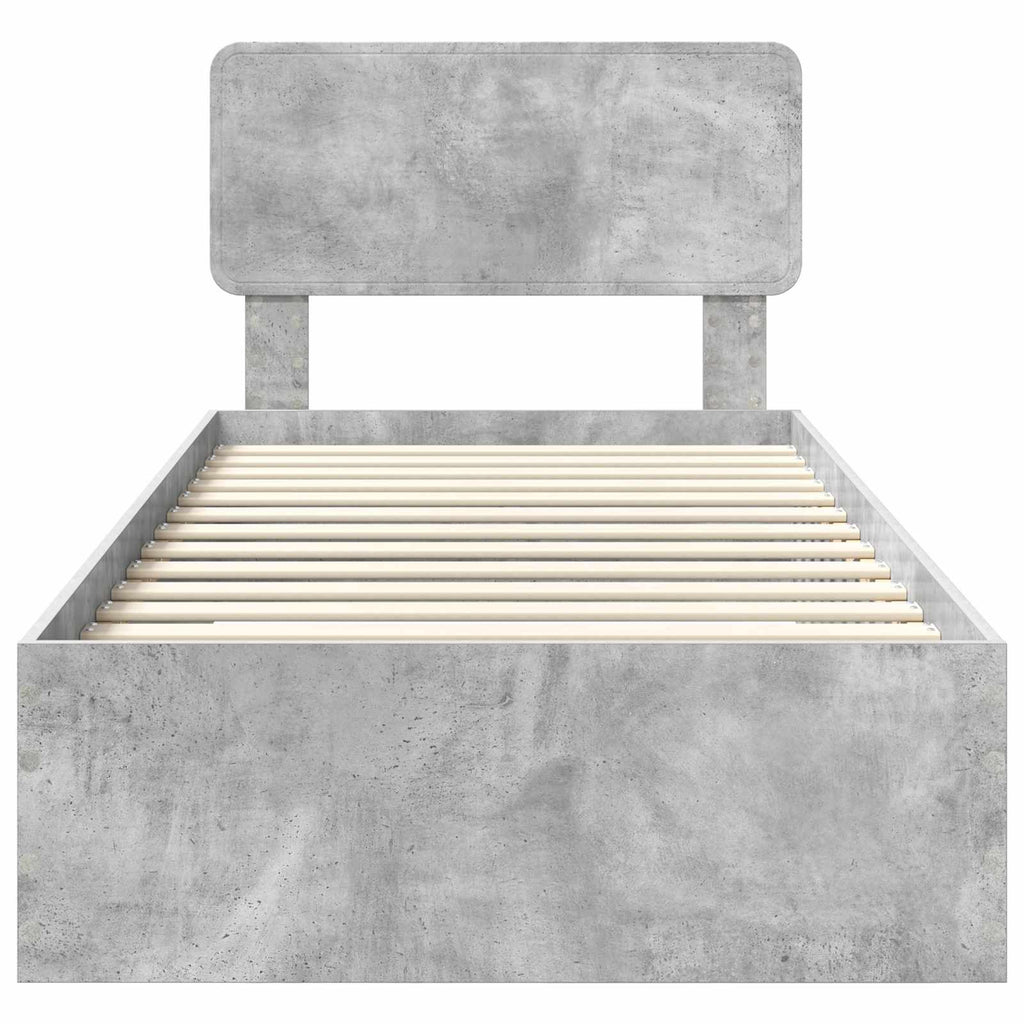 Bettrahmen mit Kopfteil Beton Grau 70 x 190 cm Holzwerkstoff