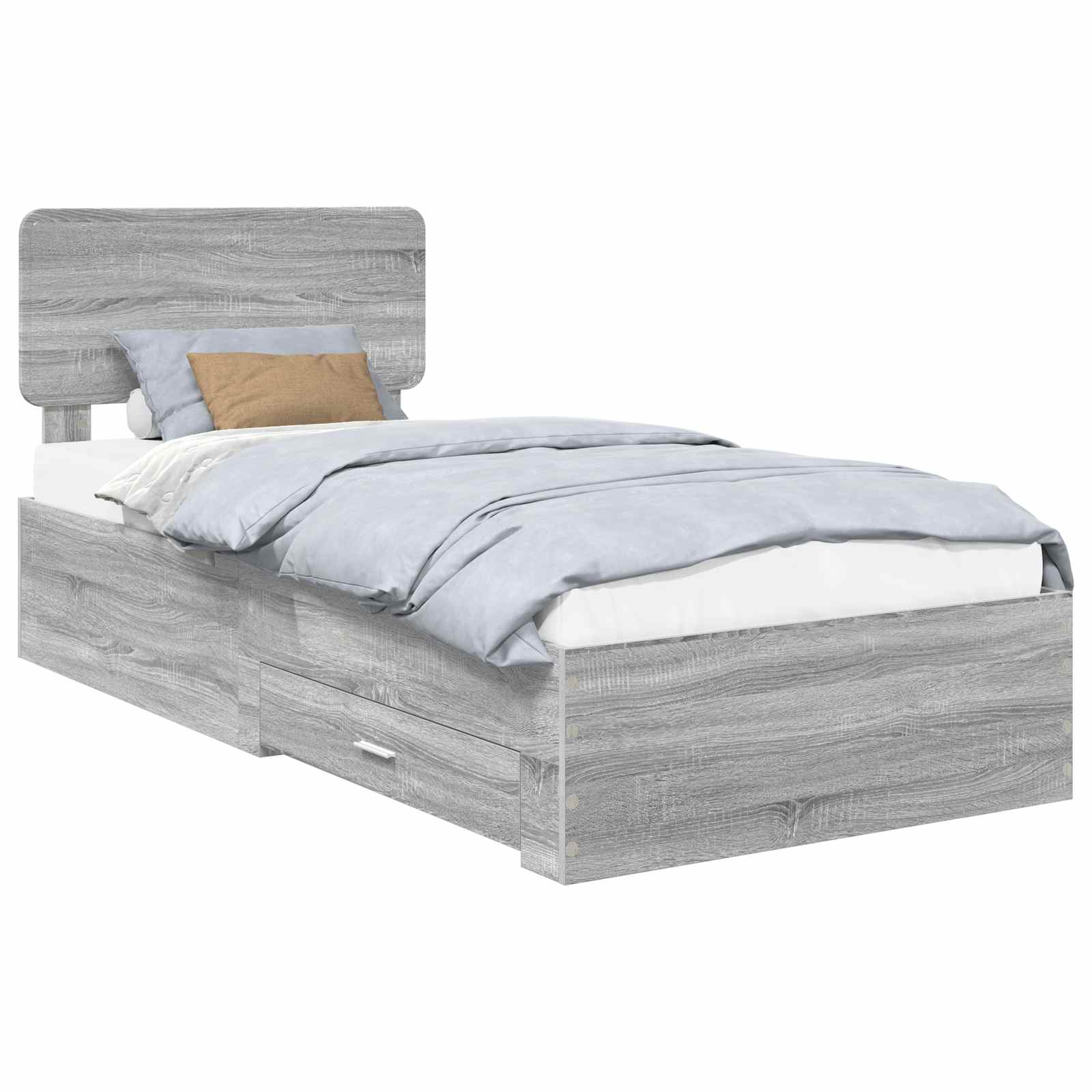 Bettrahmen mit Kopfteil Graues Sonoma 75 x 190 cm Holzwerkstoff