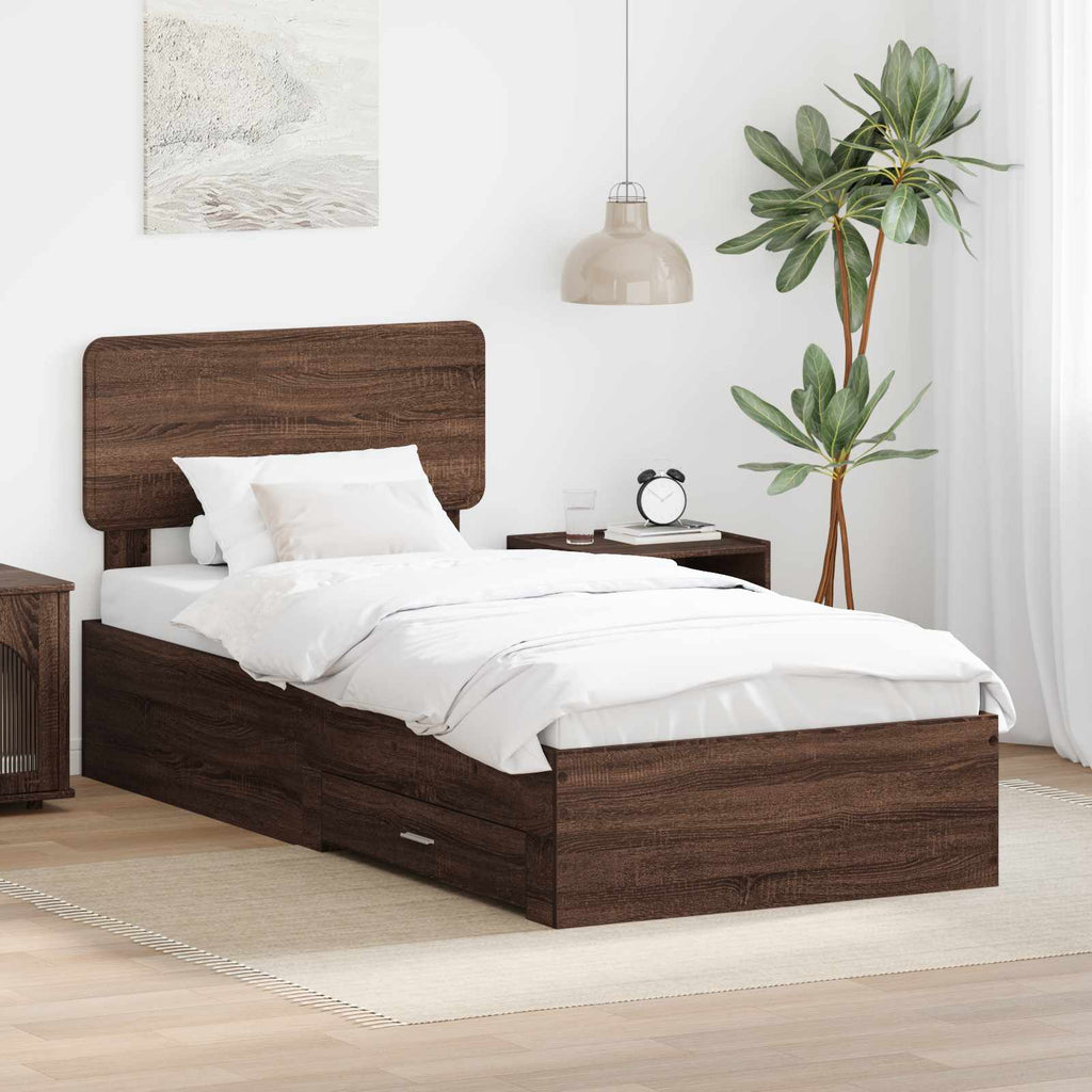 Bettrahmen Braun Eichen-Optik 75 x 190 cm Holzwerkstoff