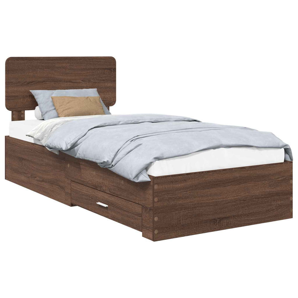 Bettrahmen Braun Eichen-Optik 75 x 190 cm Holzwerkstoff