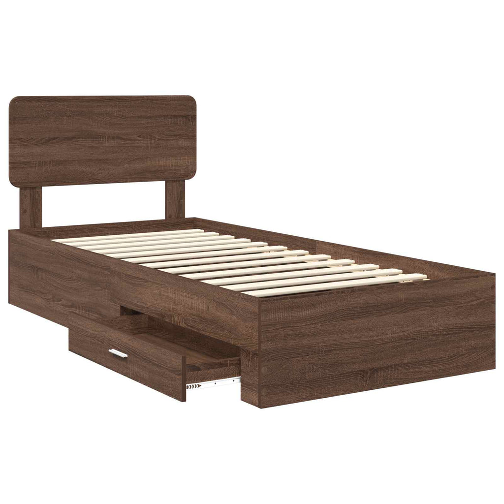 Bettrahmen Braun Eichen-Optik 75 x 190 cm Holzwerkstoff